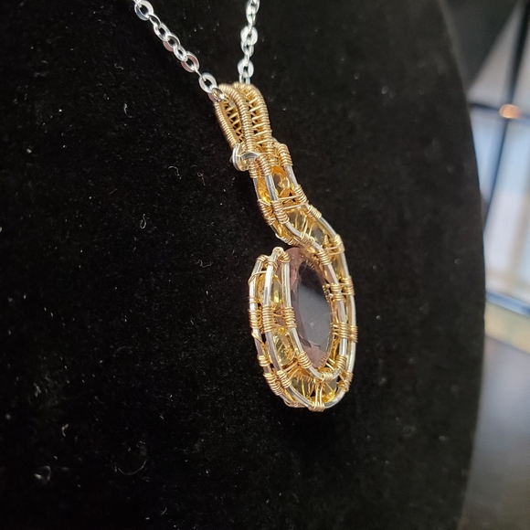 "Ametrine Wish" Handmade Amethyst and Citrine Sterling Silver Necklace - Picture 3 of 5